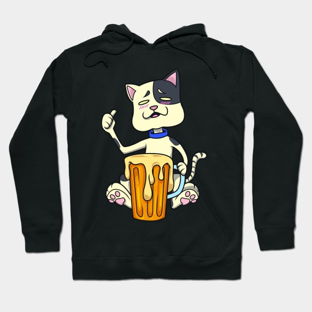 Cheers - Cat drinking beer - Beer festival Hoodie by Modern Medieval Design